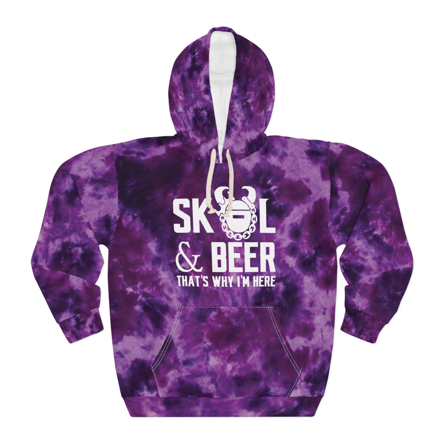 Unisex Pullover Hoodie - Purple Tie-Dye - & BEER
