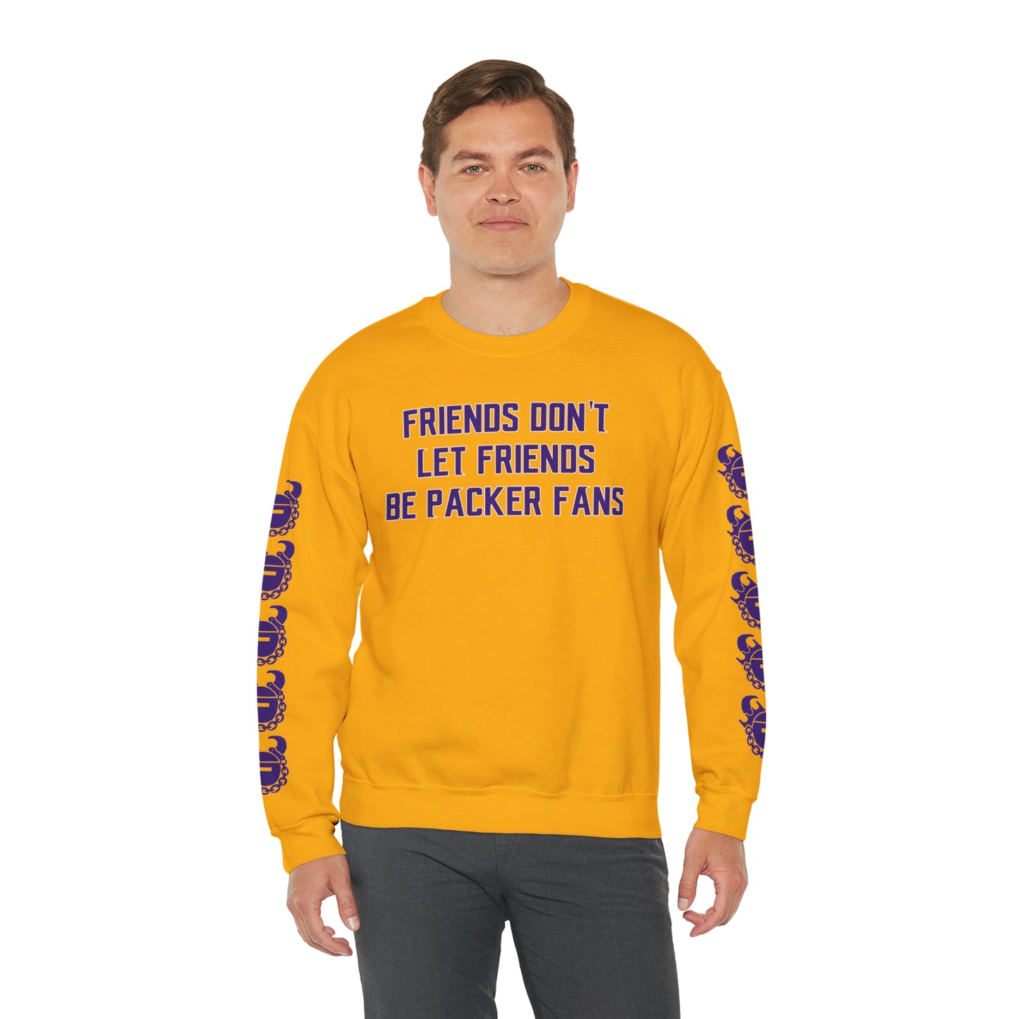 Unisex Heavy Blend™ Crewneck - Friends Don't Let Friends + Game Day Helmet (Sleeves)