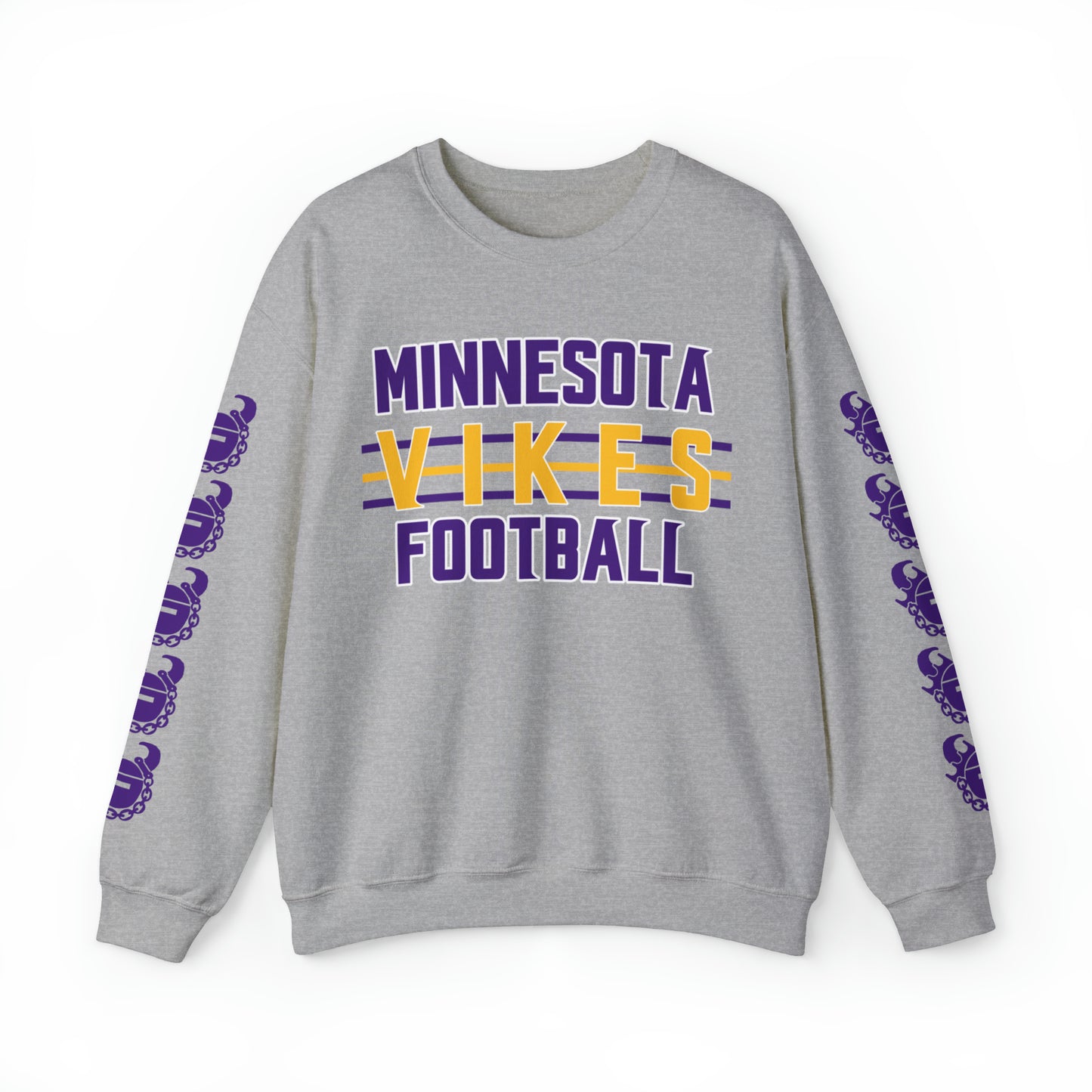 Unisex Heavy Blend™ Crewneck - Vikes Football + Game Day Helmet (Sleeves)