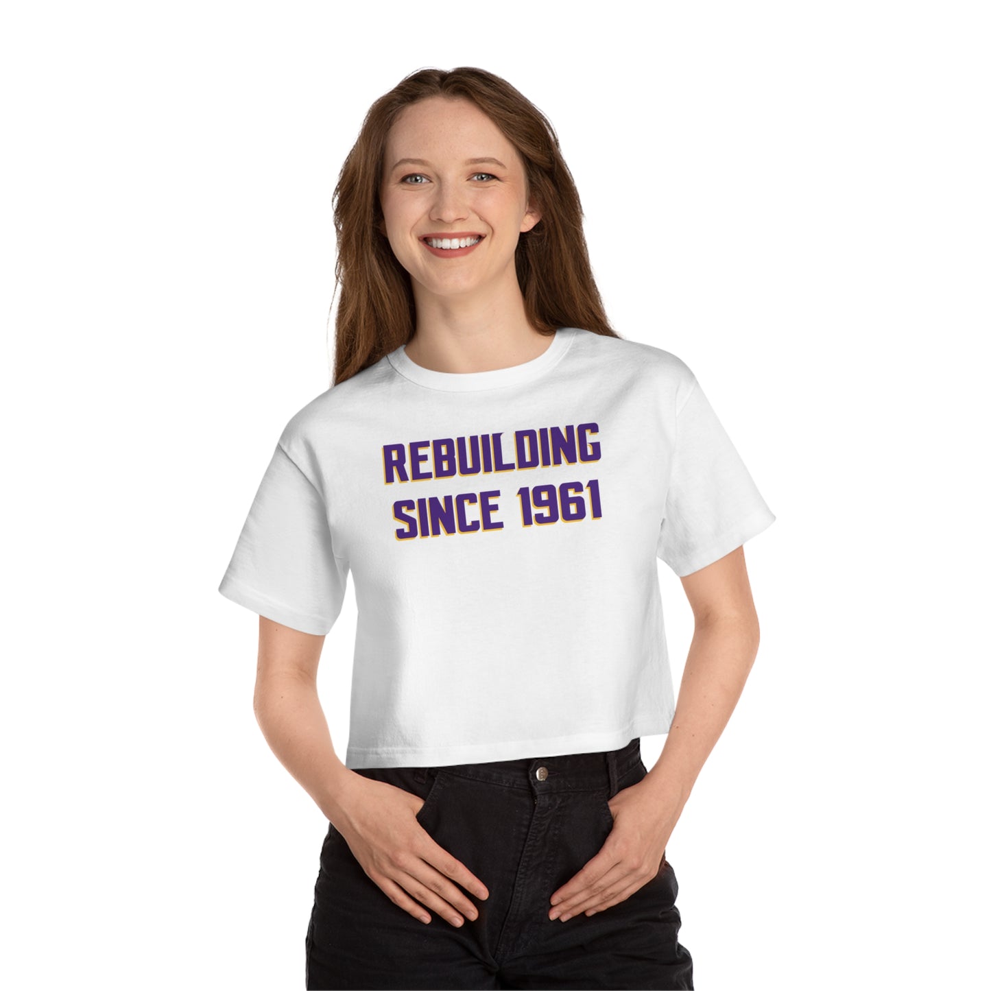 Women's Champion Heritage Cropped Top - Rebuilding Since 1961