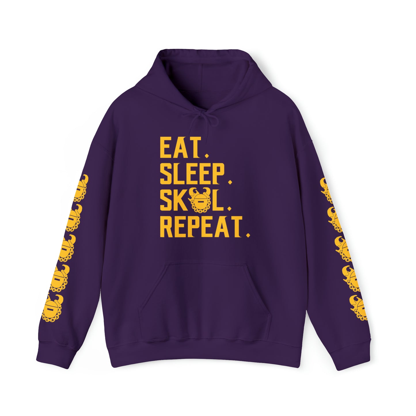 Unisex Heavy Blend™ Hooded Sweatshirt - Eat. Sleep. Repeat. + Game Day Helmet (Sleeves)