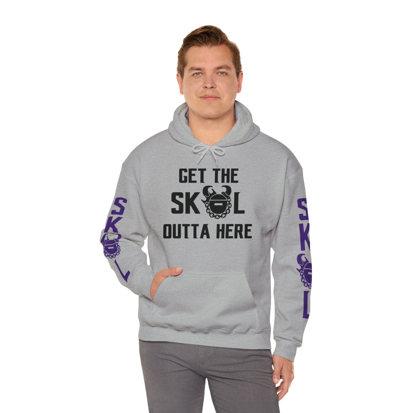 Unisex Heavy Blend™ Hooded Sweatshirt - Get OUTTA Here + Original (Sleeves)