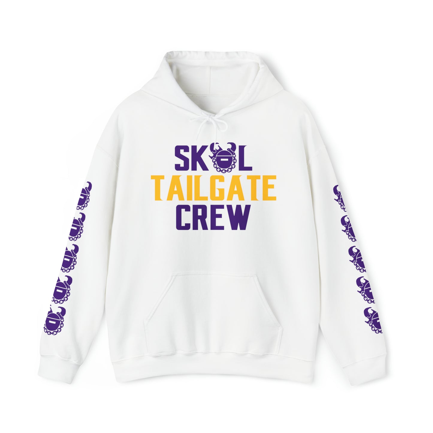 Unisex Heavy Blend™ Hooded Sweatshirt - Tailgate Crew + Game Day Helmet (Sleeves)
