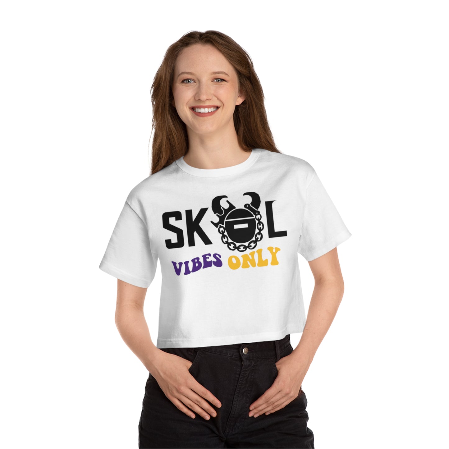 Women's Champion Heritage Cropped Top - Good Vibes Only