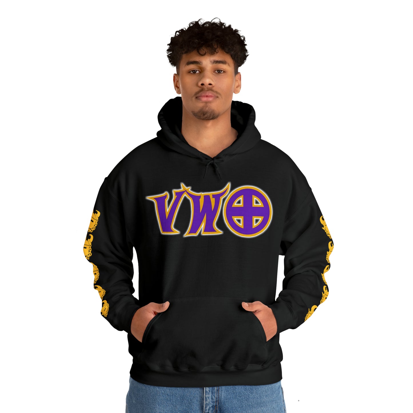 Unisex Heavy Blend™ Hooded Sweatshirt - V-W-O + Game Day Helmet (Sleeves)