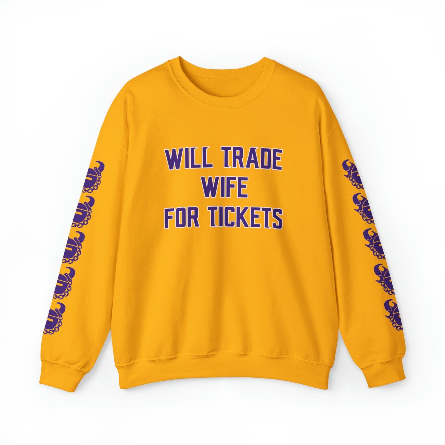 Unisex Heavy Blend™ Crewneck - Wife for Tickets + Game Day Helmet (Sleeves)