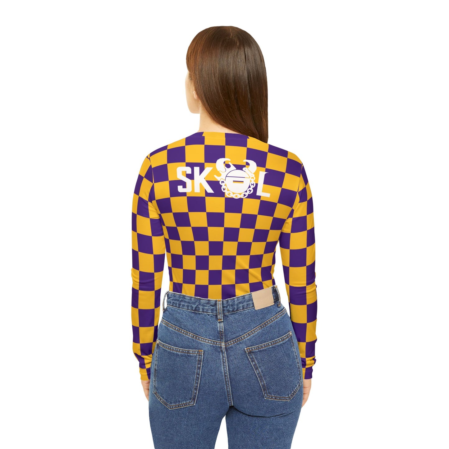 Women's Long Sleeve V-neck Shirt - Checkerboard - The Original