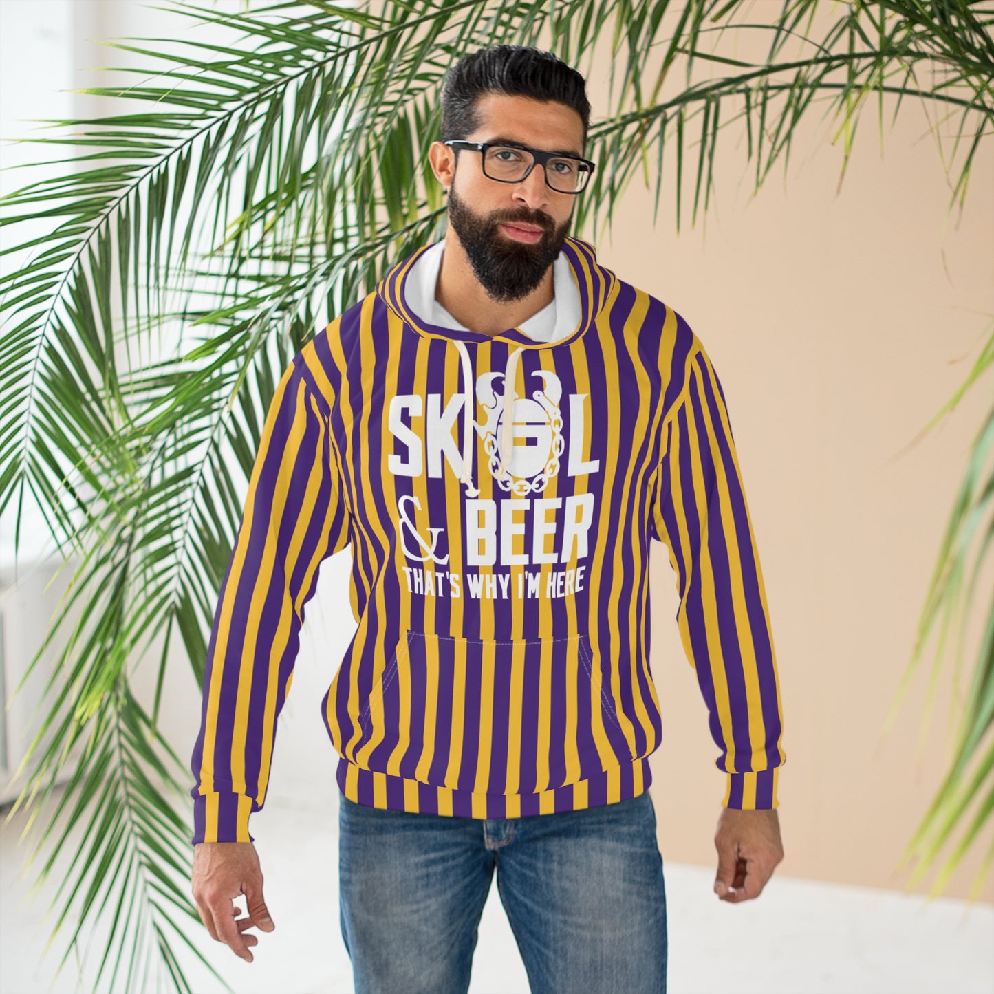 Unisex Pullover Hoodie - Stripes - & BEER