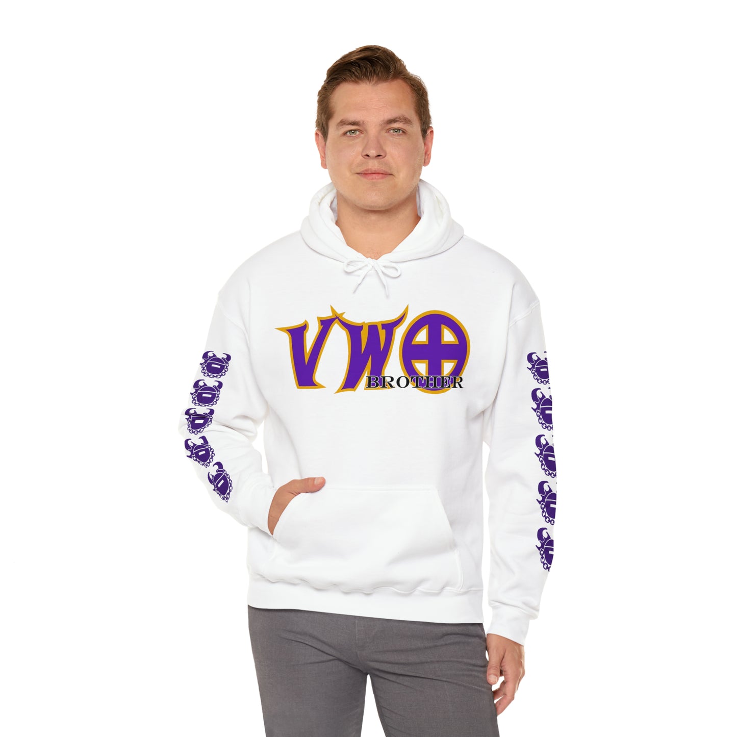 Unisex Heavy Blend™ Hooded Sweatshirt - VWO Brother + Game Day Helmet (Sleeves)