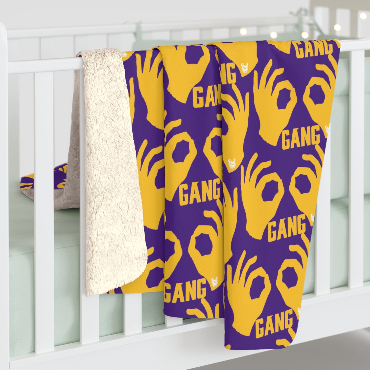 Sherpa Fleece Blanket - Purple/Gold - Griddy Gang