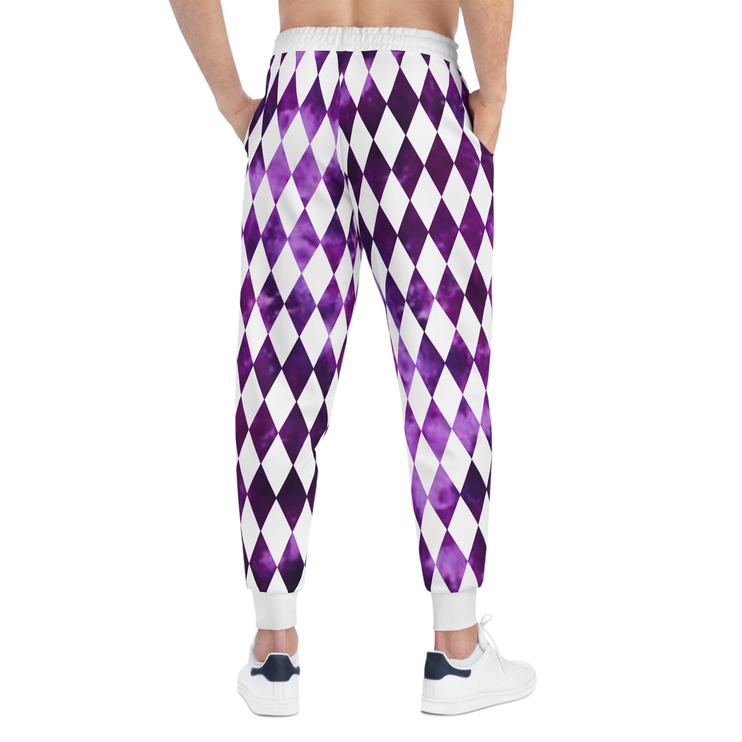 Unisex Athletic Joggers - Purple Tie-Dye/Diamonds