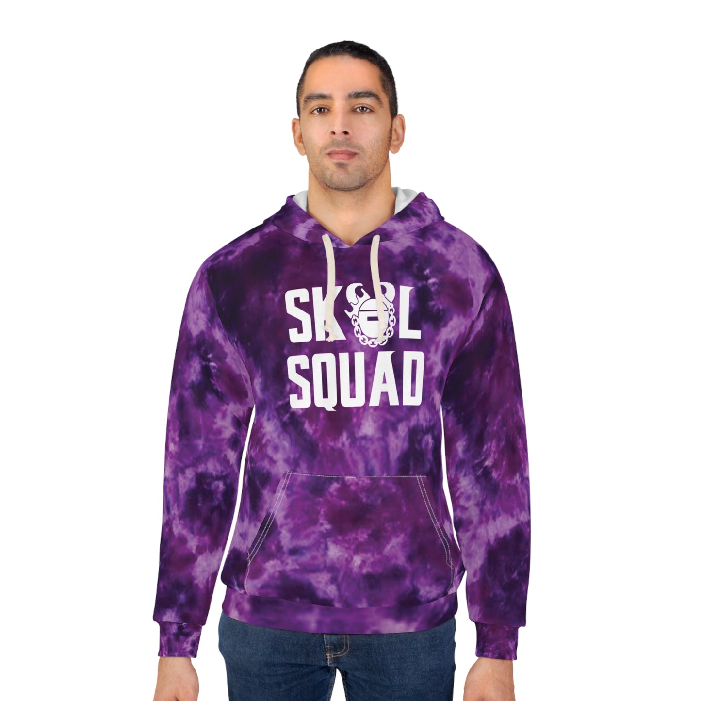 Unisex Pullover Hoodie - Purple Tie-Dye - SQUAD