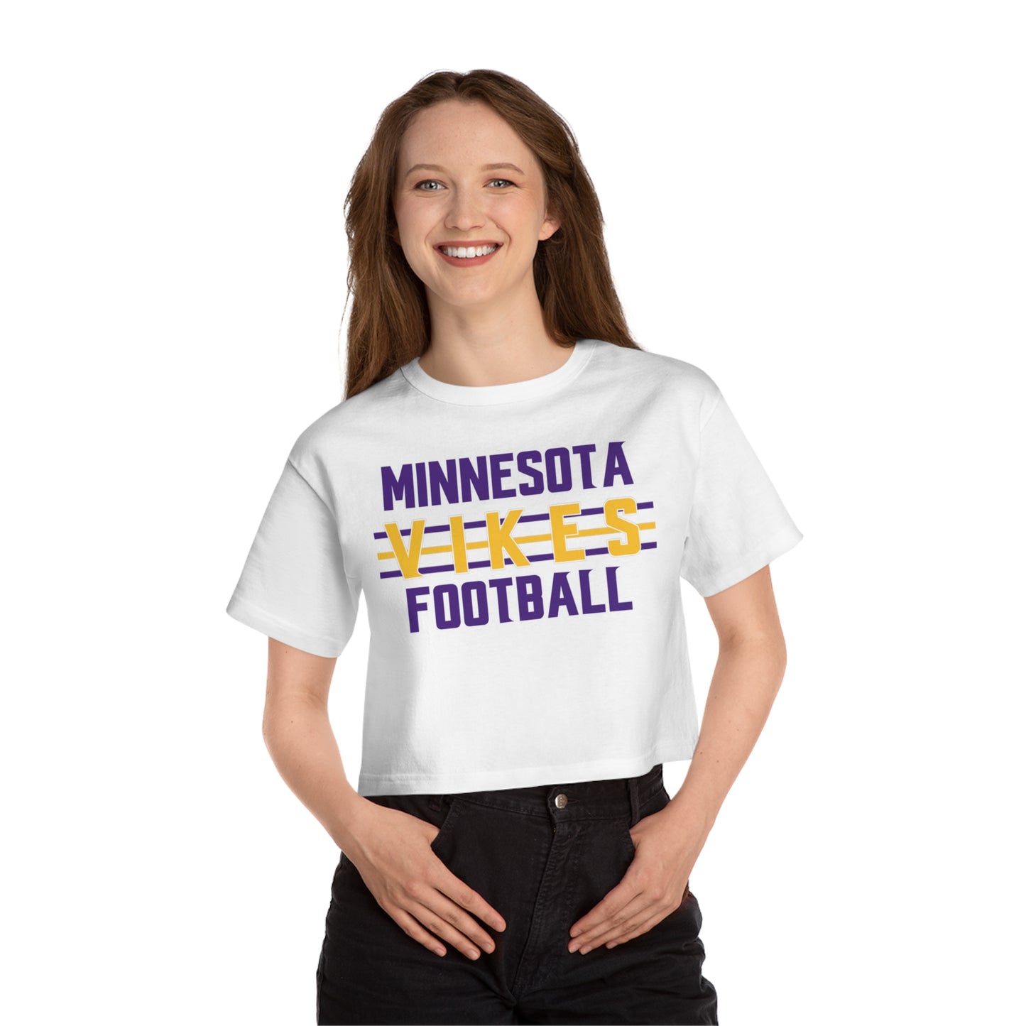 Women's Champion Heritage Cropped Top - Vikes Football