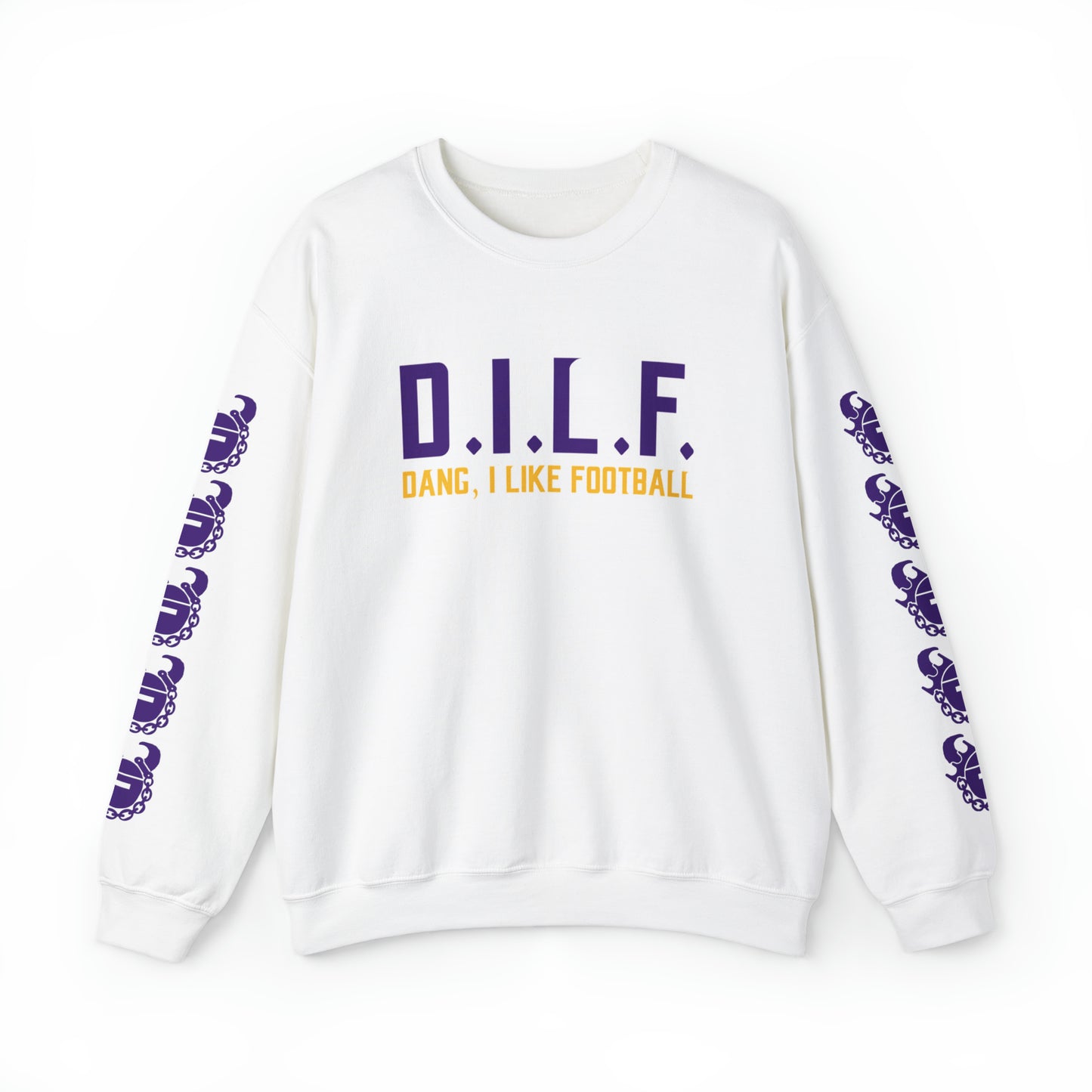 Unisex Heavy Blend™ Crewneck - D.I.L.F. + Game Day Helmet (Sleeves)