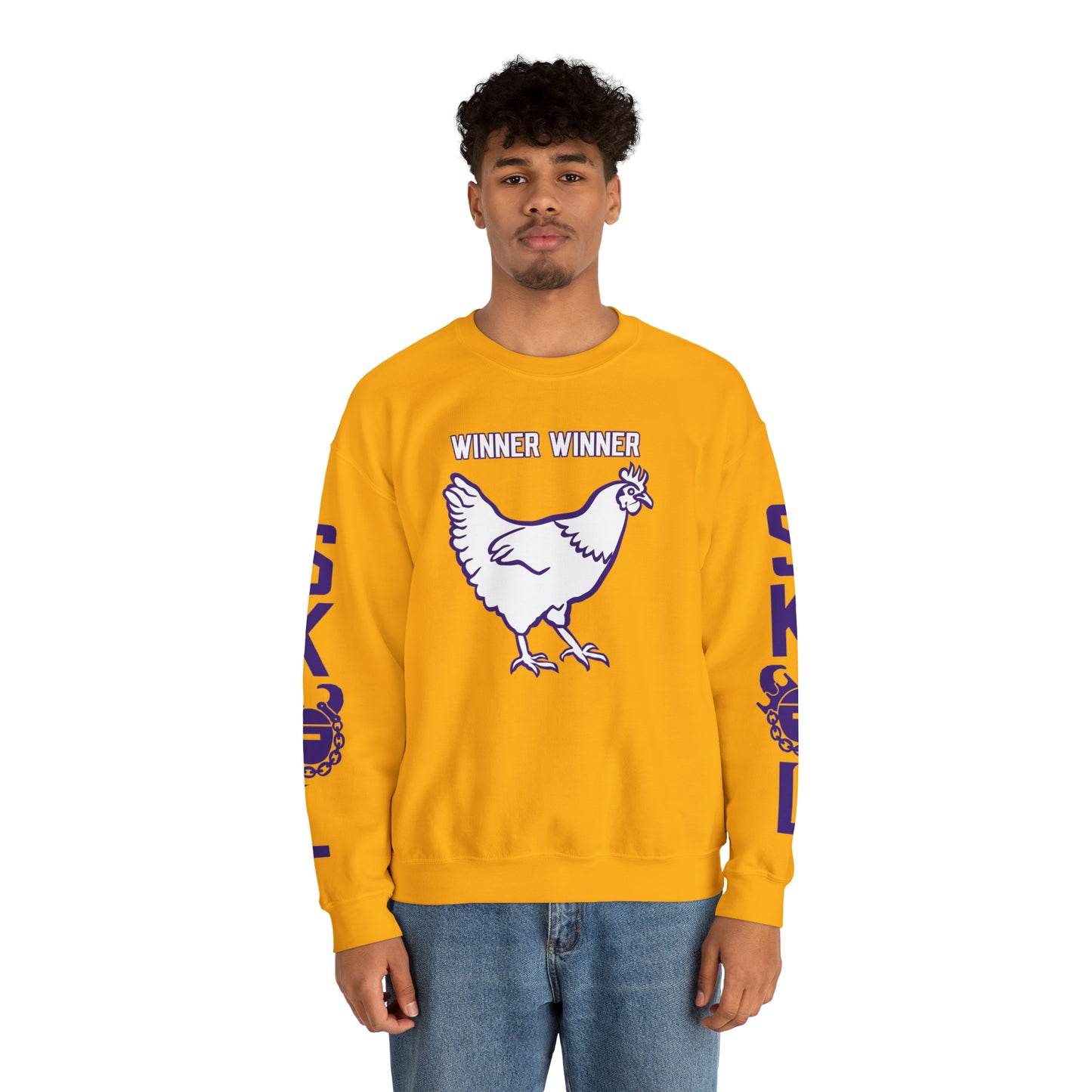 Unisex Heavy Blend™ Crewneck - Winner Winner Chicken Dinner + The Original (Sleeves)