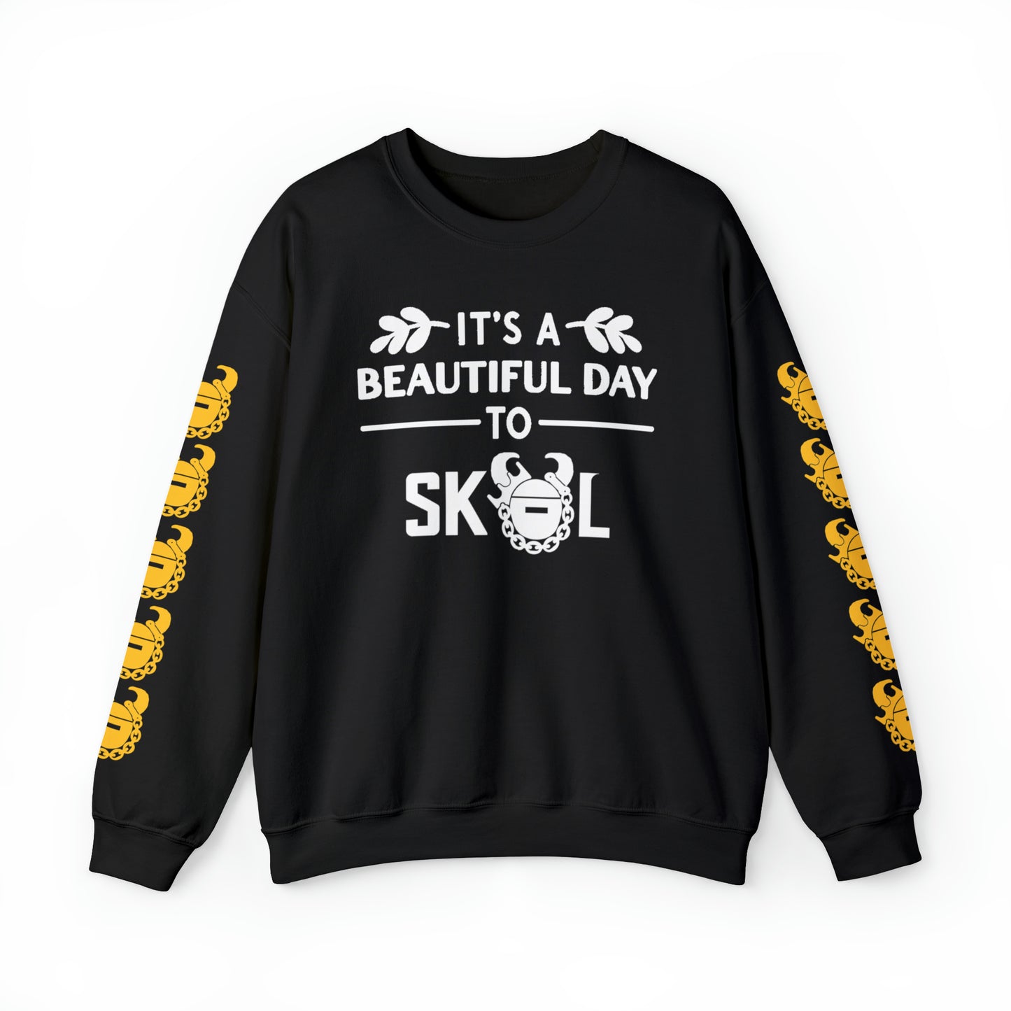 Unisex Heavy Blend™ Crewneck - It's a Beautiful Day! + Game Day Helmet (Sleeves)