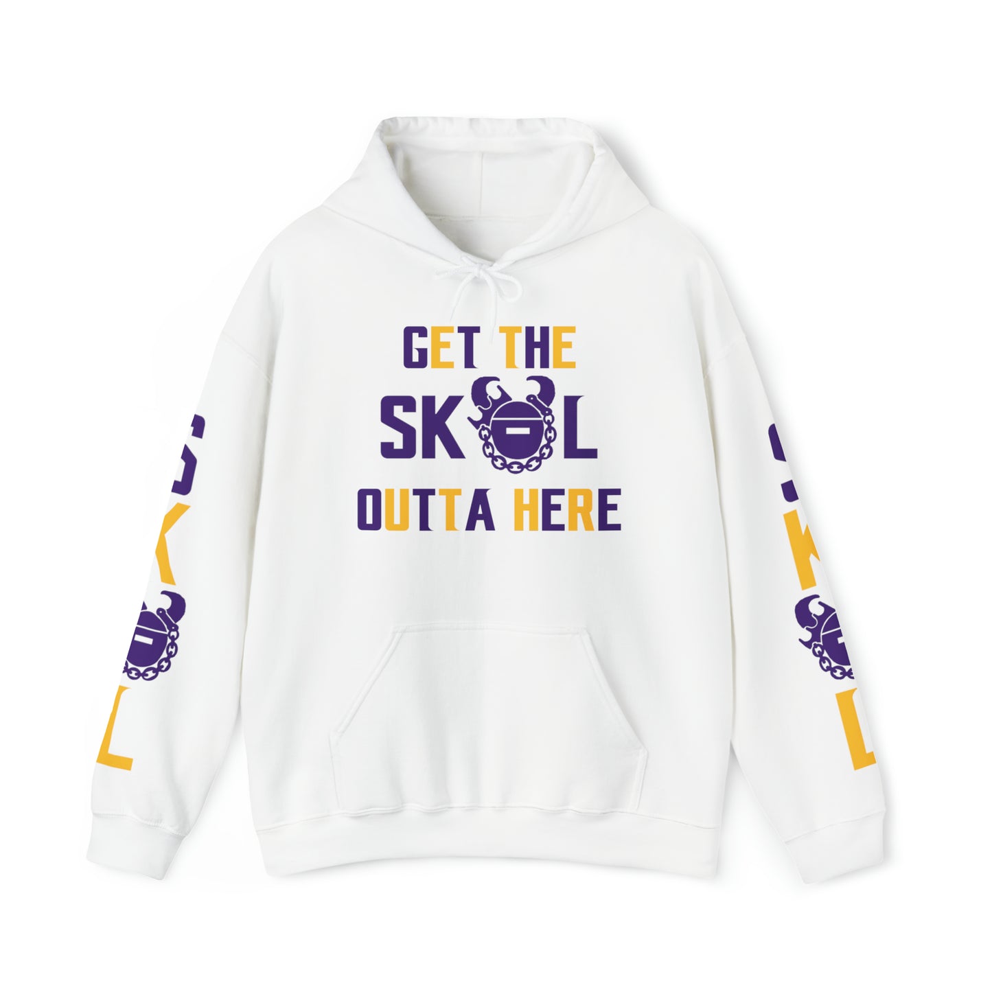 Unisex Heavy Blend™ Hooded Sweatshirt - Get OUTTA Here + Original (Sleeves)