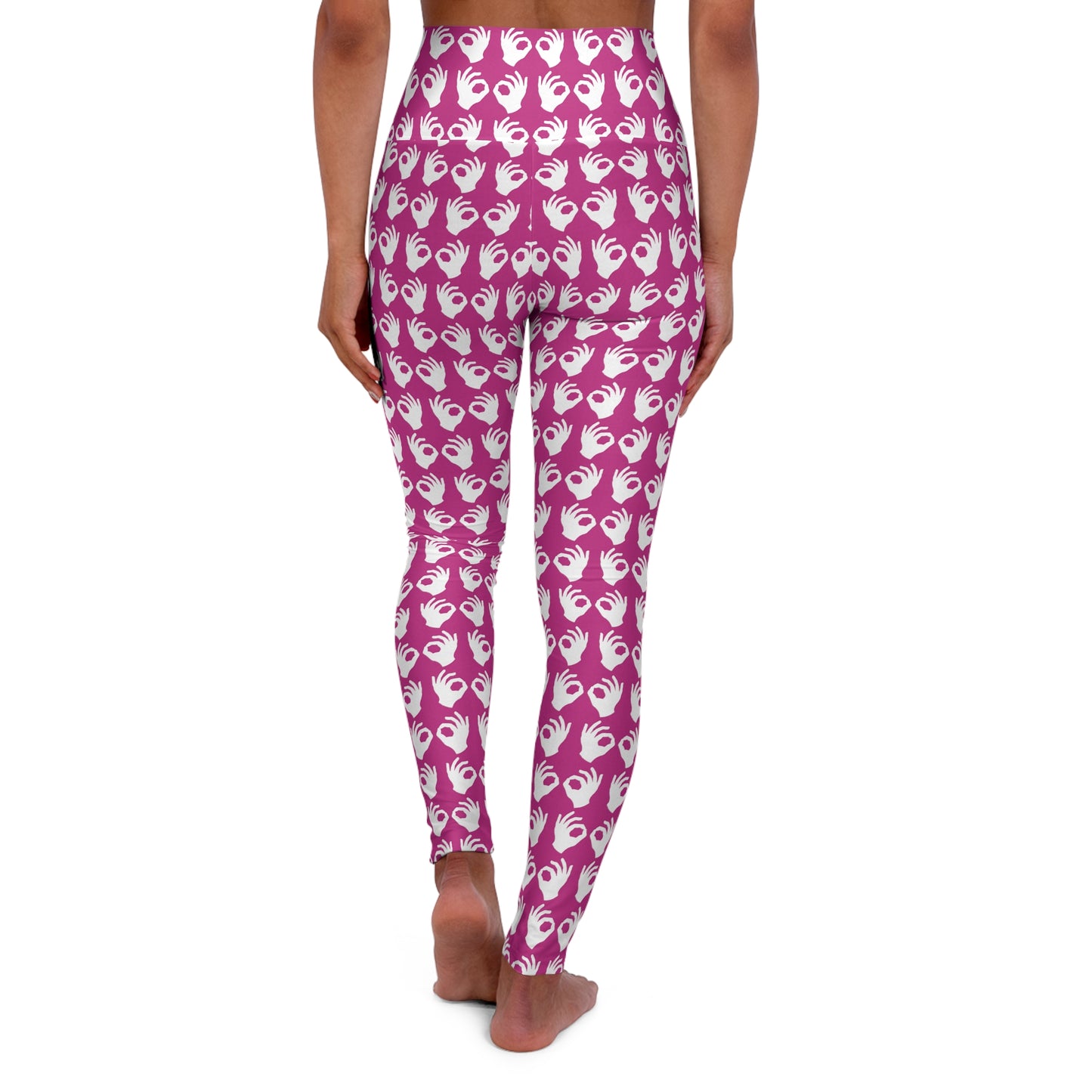 High Waisted Yoga Leggings - Pink/White Griddy