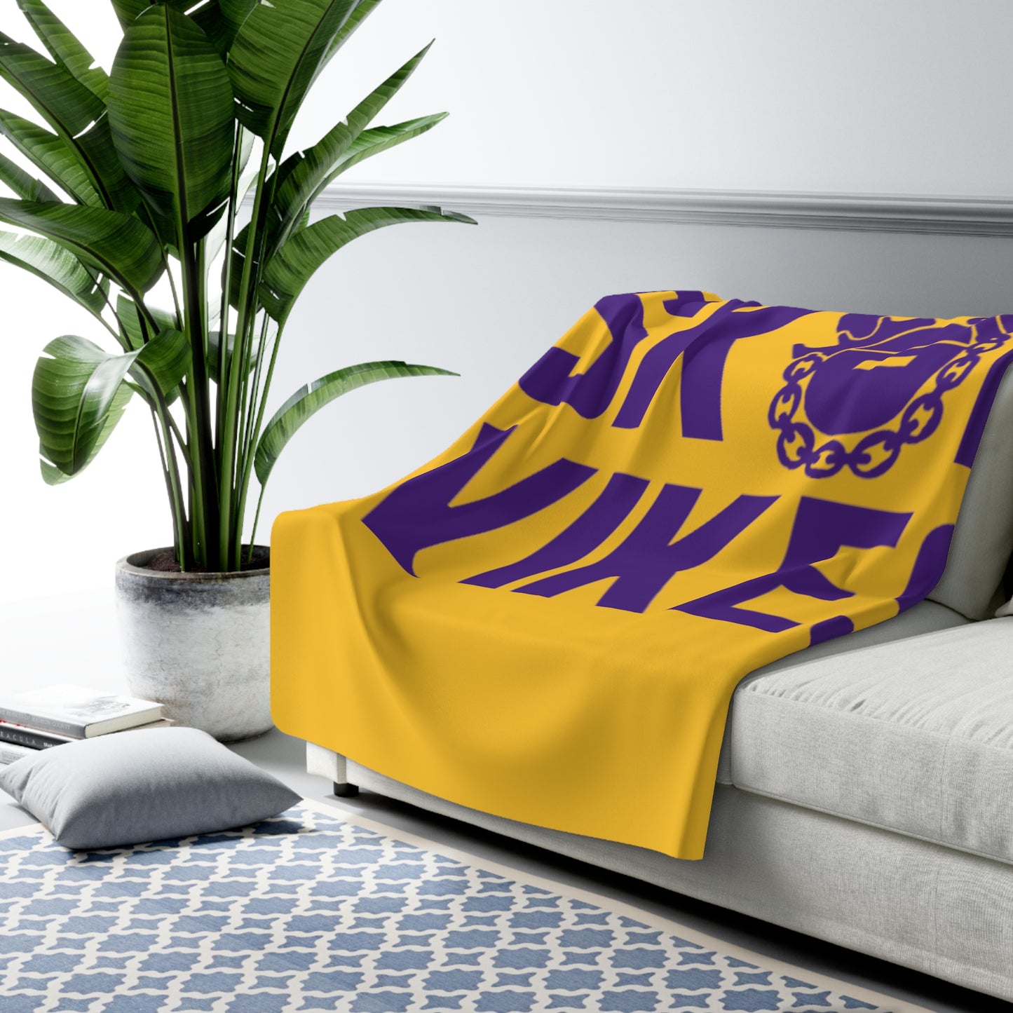 Sherpa Fleece Blanket - Gold/Purple - Vikes