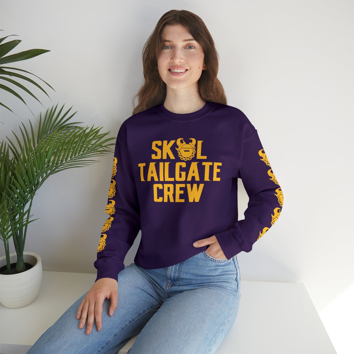 Unisex Heavy Blend™ Crewneck - Tailgate Crew + Game Day Helmet (Sleeves)