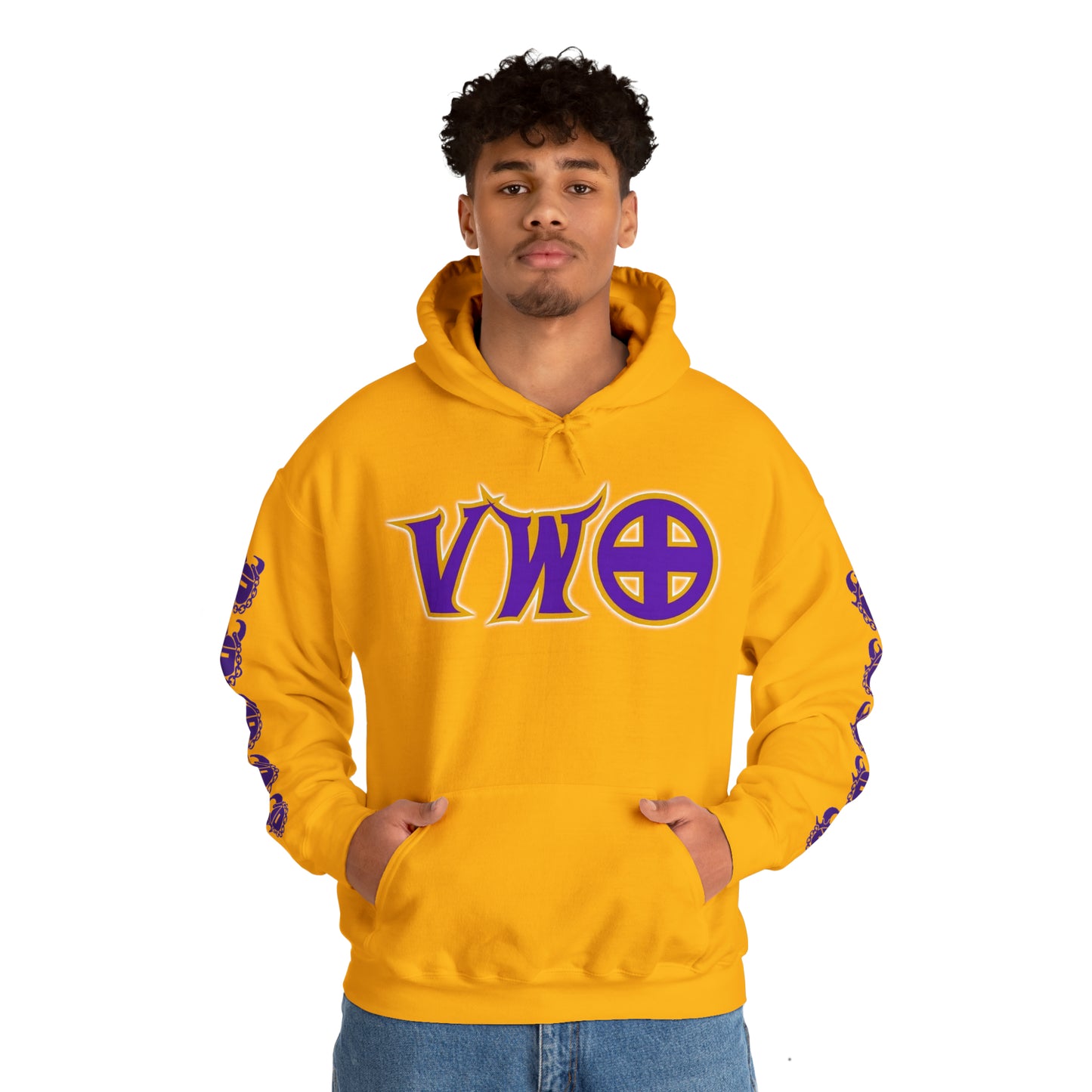 Unisex Heavy Blend™ Hooded Sweatshirt - V-W-O + Game Day Helmet (Sleeves)