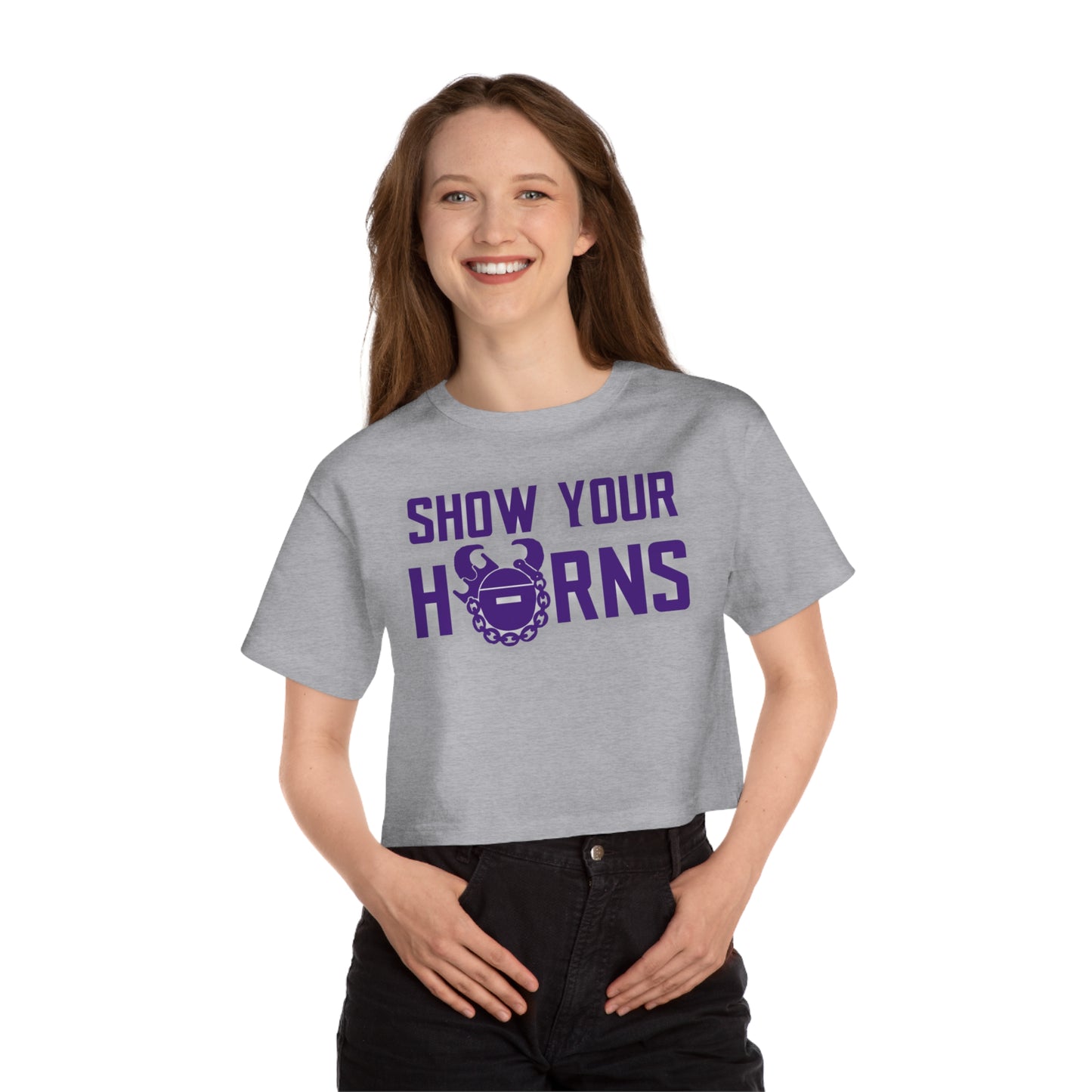 Women's Champion Heritage Cropped Top - Show Your Horns