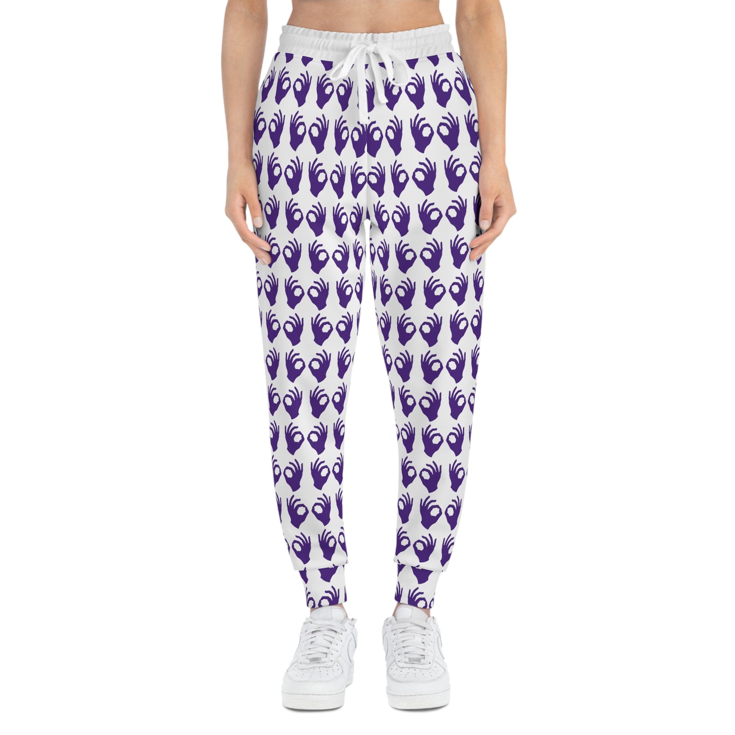 Unisex Athletic Joggers - White/Purple - Griddy