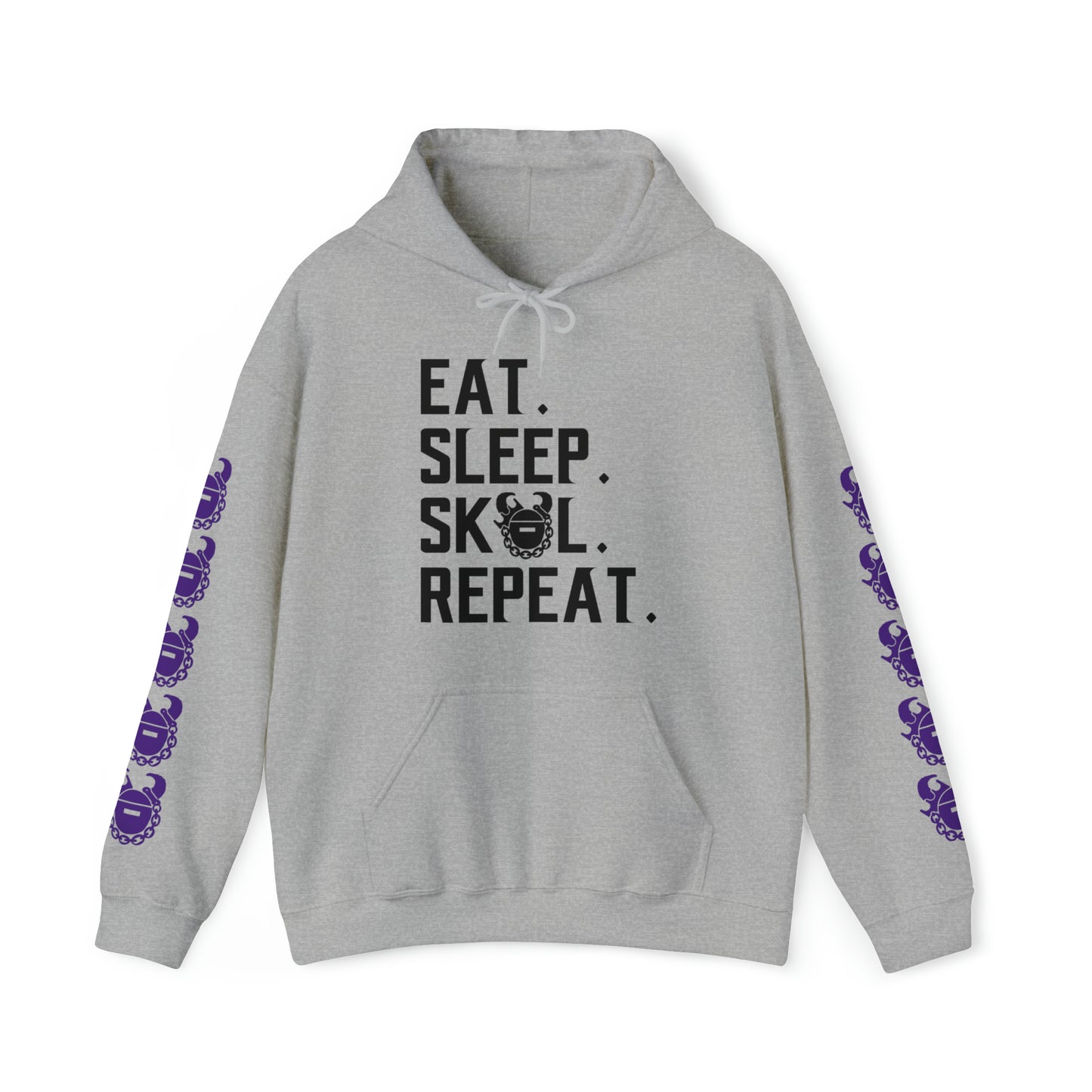 Unisex Heavy Blend™ Hooded Sweatshirt - Eat. Sleep. Repeat. + Game Day Helmet (Sleeves)