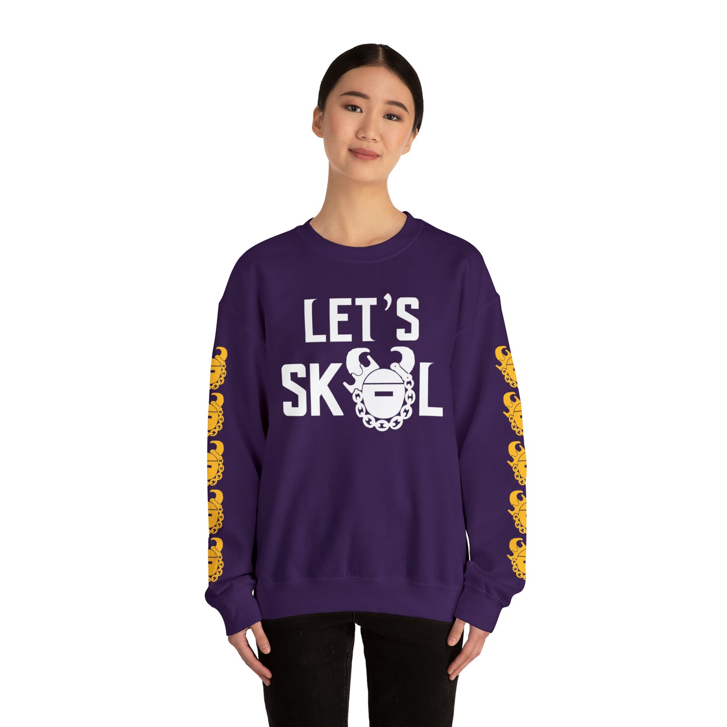 Unisex Heavy Blend™ Crewneck - Let's go! + Game Day Helmet (Sleeves)