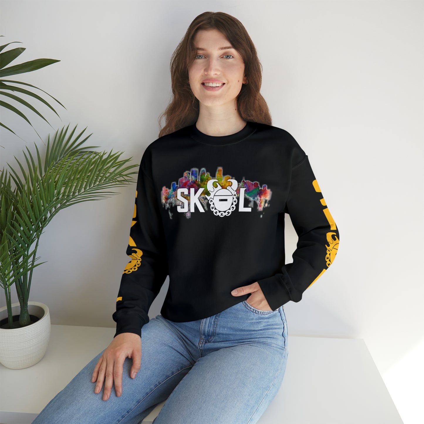 Unisex Heavy Blend™ Crewneck - Skyline + The Original (Sleeves)
