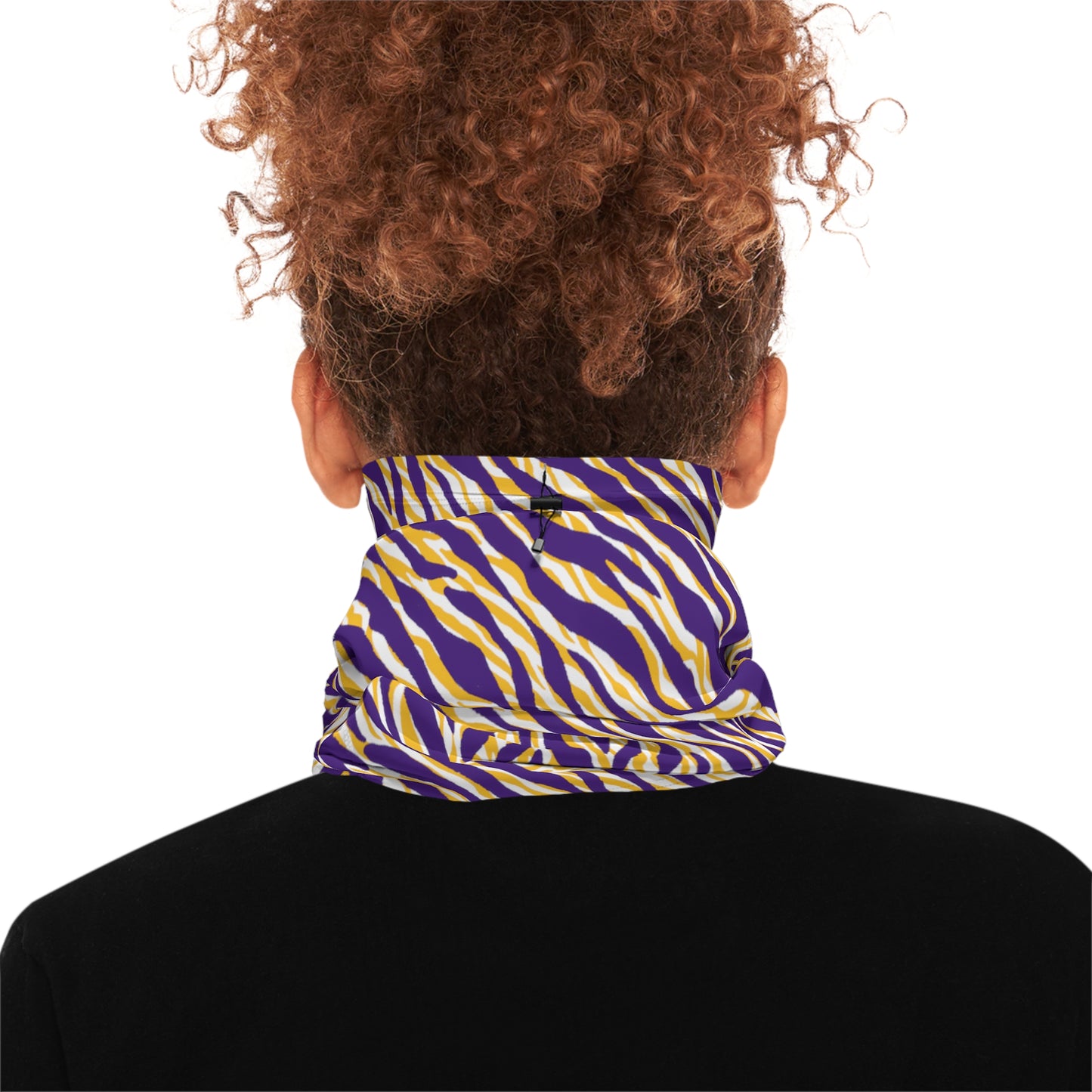 Winter Neck Gaiter With Drawstring - Zebra Print