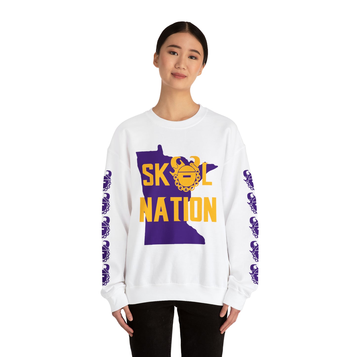 Unisex Heavy Blend™ Crewneck - MN Nation + Game Day Helmet (Sleeves)