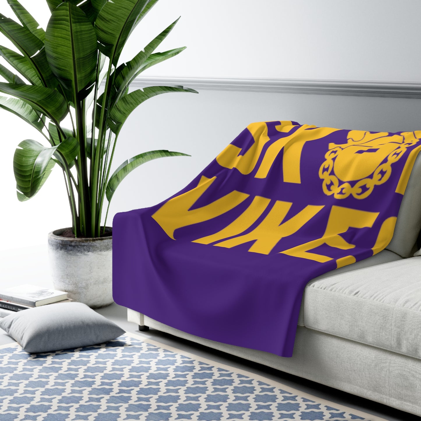 Sherpa Fleece Blanket - Purple/Gold - Vikes