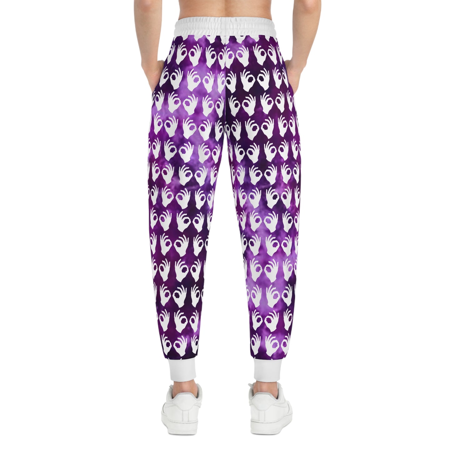 Unisex Athletic Joggers - Purple Tie-Dye/White Griddy