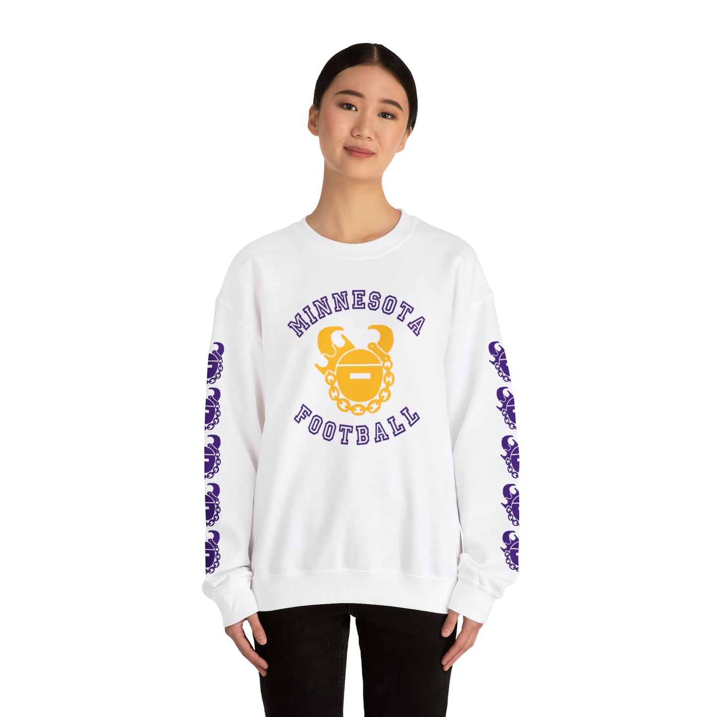 Unisex Heavy Blend™ Crewneck - Minnesota Football + Game Day Helmet (Sleeves)