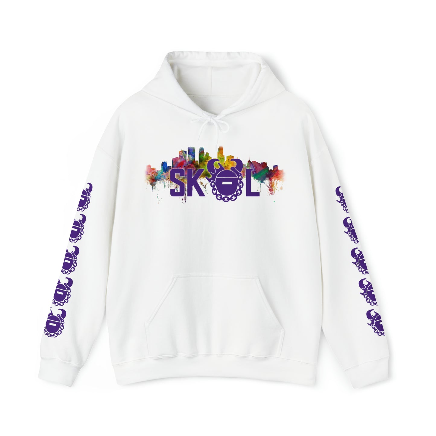 Unisex Heavy Blend™ Hooded Sweatshirt - Skyline + Game Day Helmet (Sleeves)