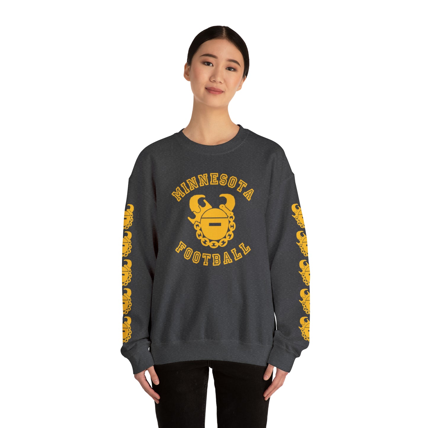 Unisex Heavy Blend™ Crewneck - Minnesota Football + Game Day Helmet (Sleeves)