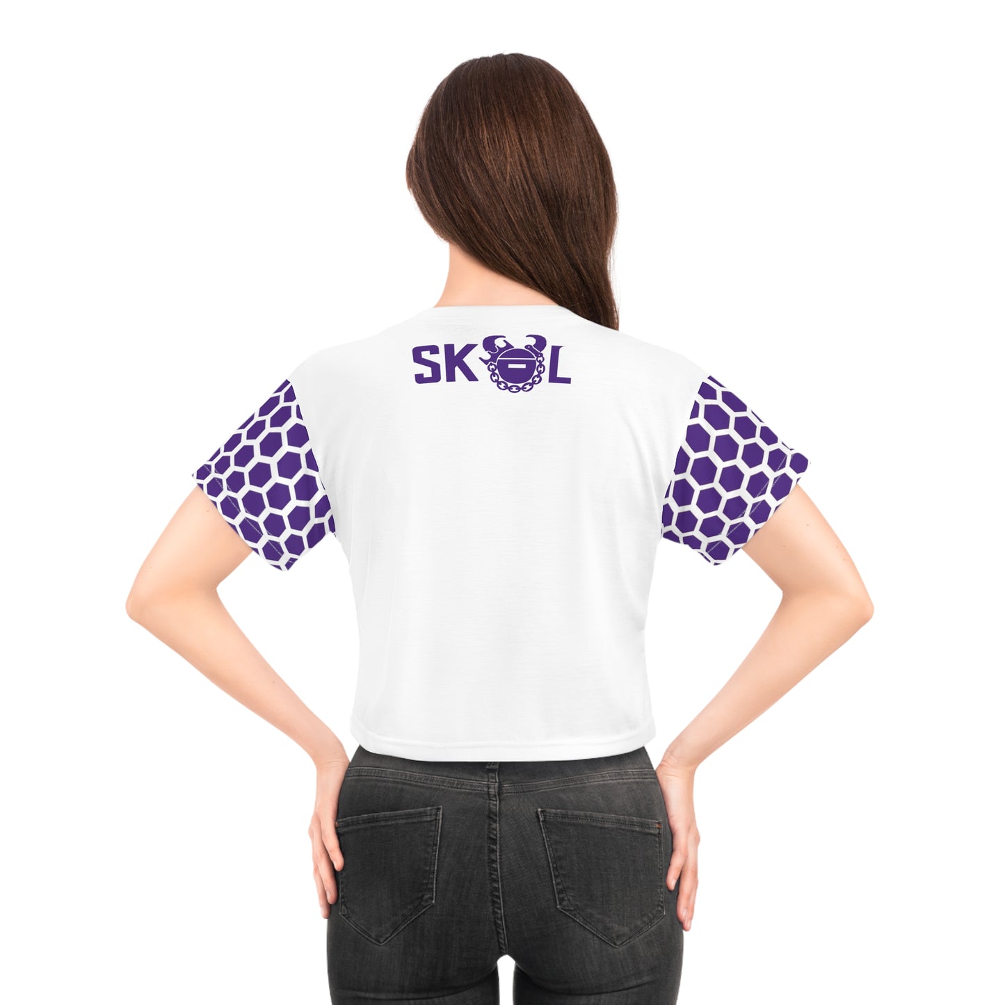 Crop Tee - White/Purple Hex - Sunday FUNday