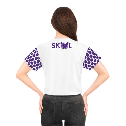 Crop Tee - White/Purple Hex - Sunday FUNday