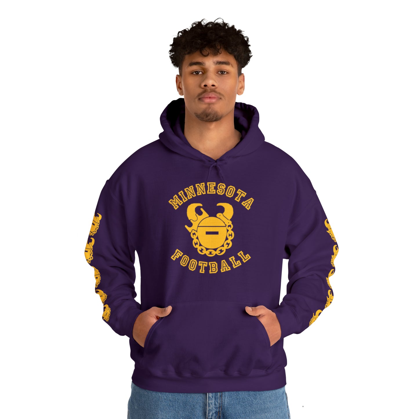 Unisex Heavy Blend™ Hooded Sweatshirt - Minnesota Football + Game Day Helmet (Sleeves)