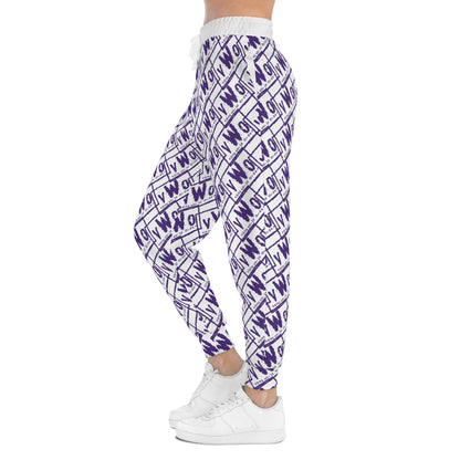Unisex Athletic Joggers - White/Purple - VWO (Framed)