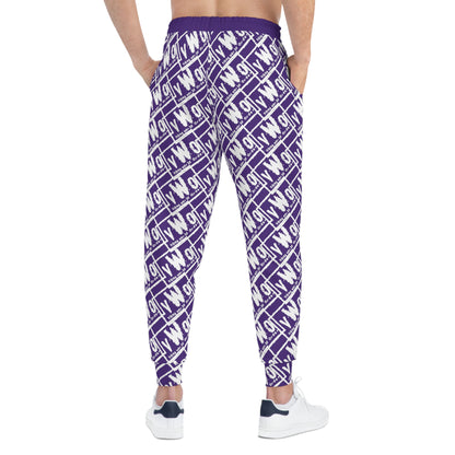Unisex Athletic Joggers - Purple/White - VWO (Framed)