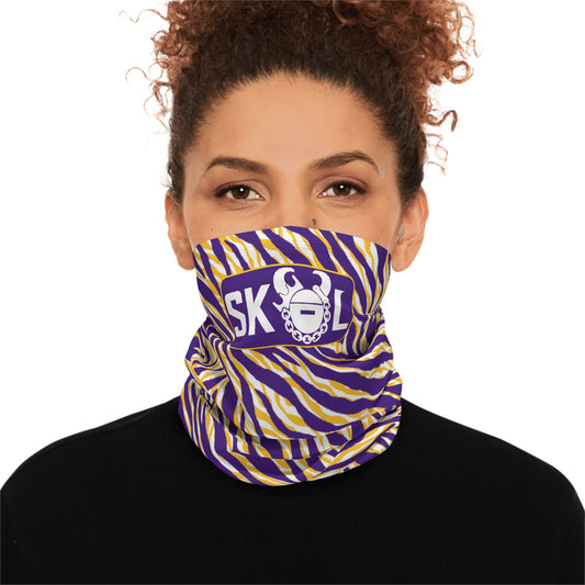 Winter Neck Gaiter With Drawstring - Zebra Print