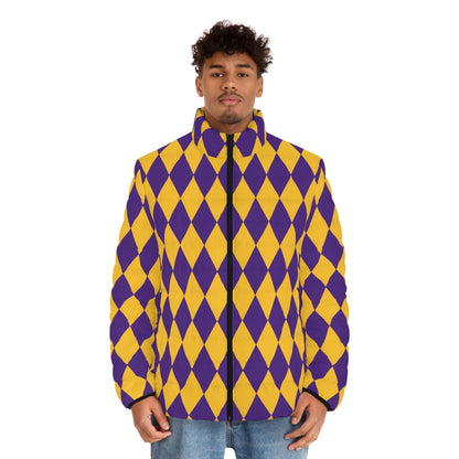 Puffer Jacket - Purple/Gold Diamonds