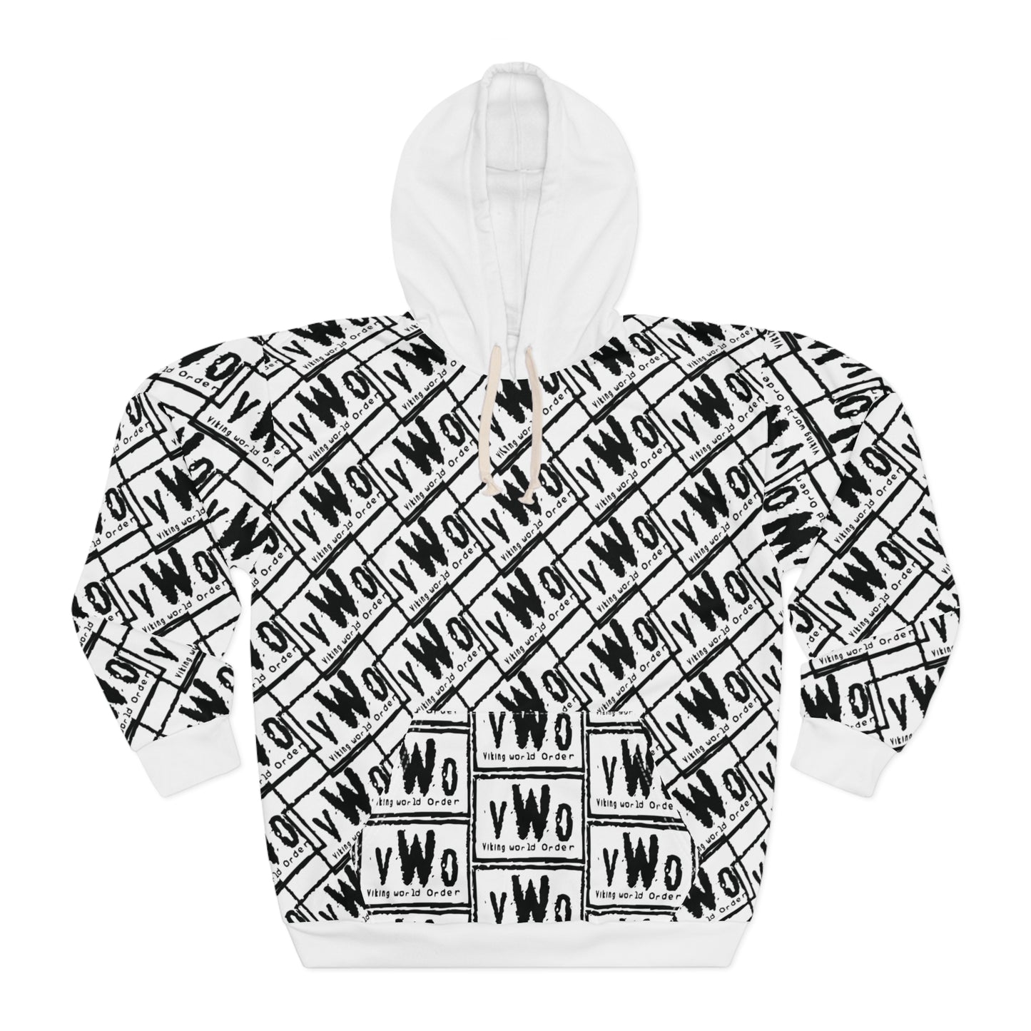 Unisex Pullover Hoodie - White/Black - VWO (Framed)
