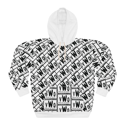 Unisex Pullover Hoodie - White/Black - VWO (Framed)