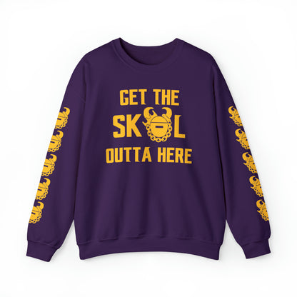 Unisex Heavy Blend™ Crewneck - Get OUTTA Here + Game Day Helmet (Sleeves)