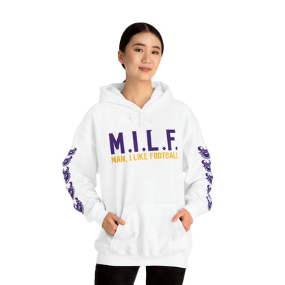 Unisex Heavy Blend™ Hooded Sweatshirt - M.I.L.F. + Game Day Helmet (Sleeves)