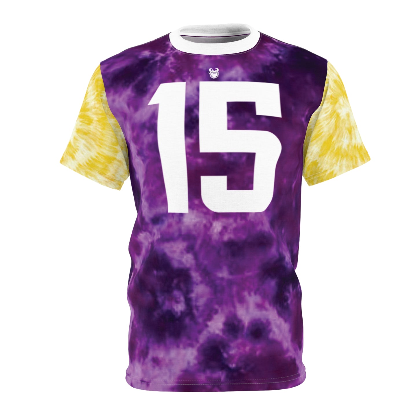 Unisex Cut & Sew Tee - Purple/Gold Tie-Dye - Jersey #15