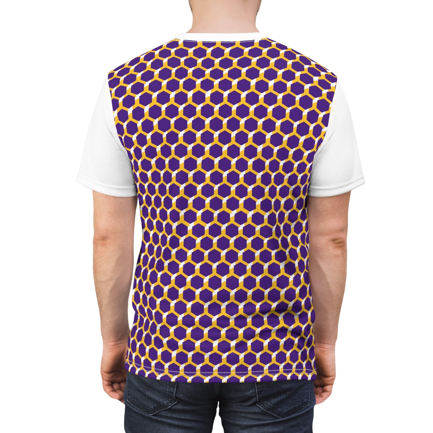 Unisex Cut & Sew Tee - Purple/Gold Hex - Let's go Crazy!